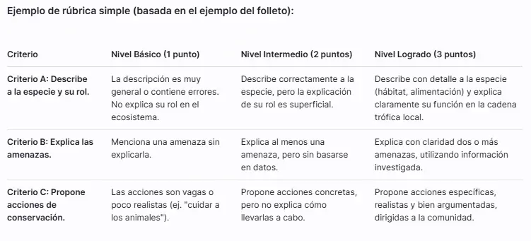 rúbrica de criterios de evaluación