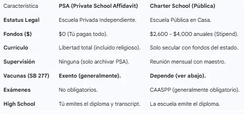 Comparativa PSA contra Charter School