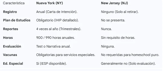 Comparativa entre NY y NJ