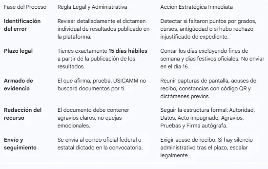 Acción legal frente a resultados de USICAMM
